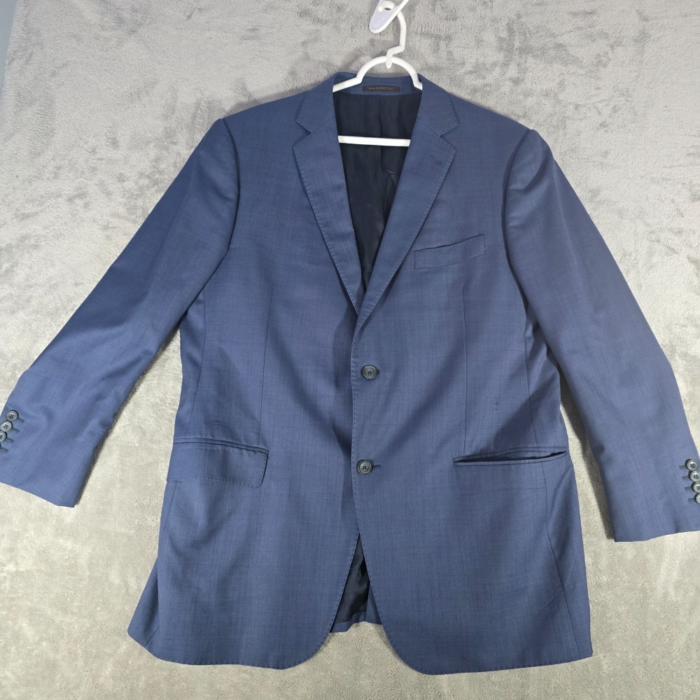 J. Hilburn Blue Wool Blazer Classic Fit‎ Two Button Sport Coat Size 43R